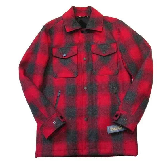 NWT Pendleton Men's Longmont in Red Ombre Plaid Wool Blend Shirt Jacket S - Picture 2 of 8